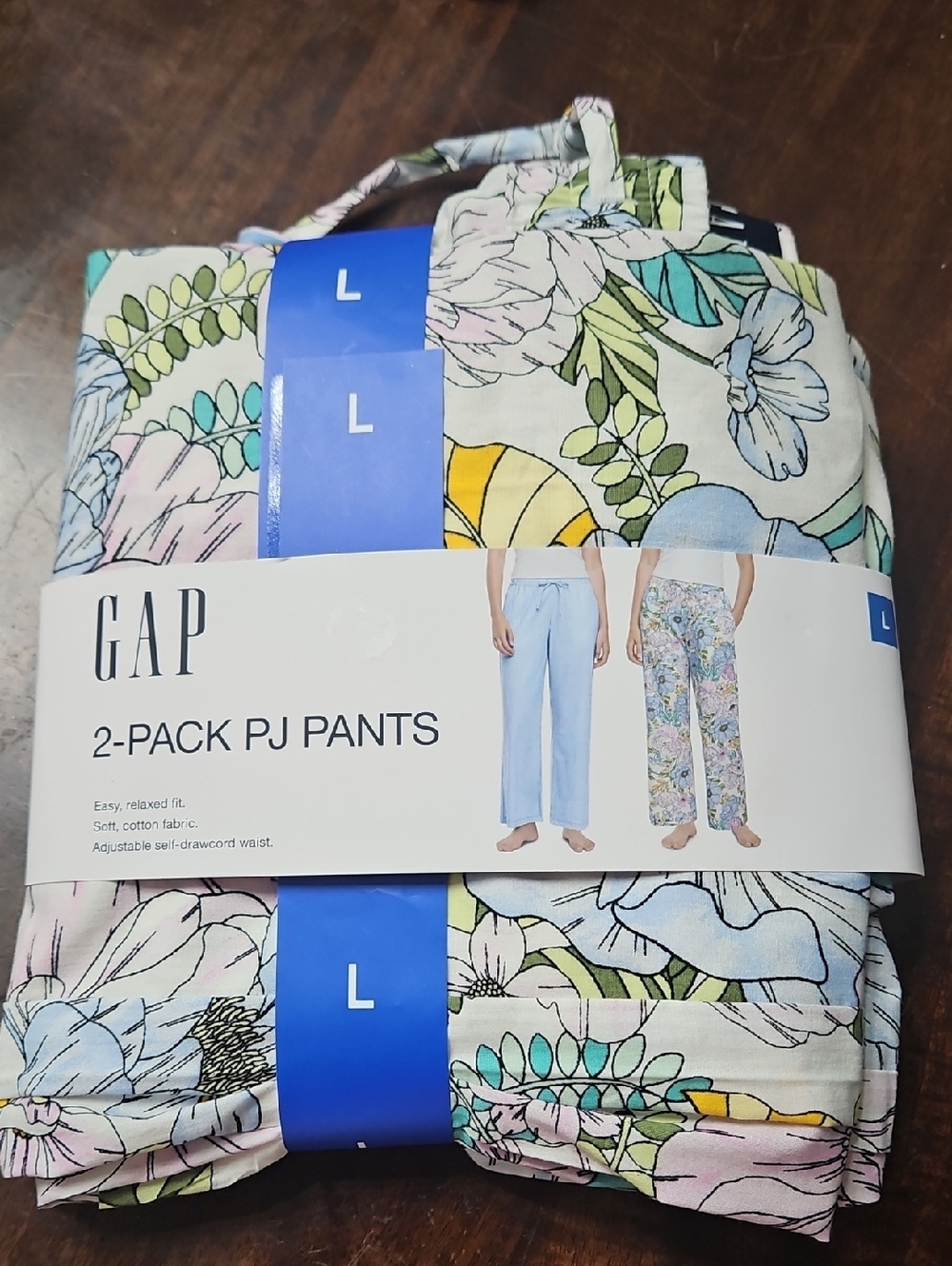 GAP 2-Pack Women's Pajama Pants - Pastel Floral & Light Blue